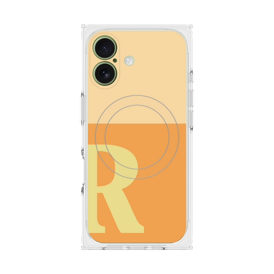 プレミアムスクエアケース with MagSafe［ オリジナル - initial two tone - R orange ］