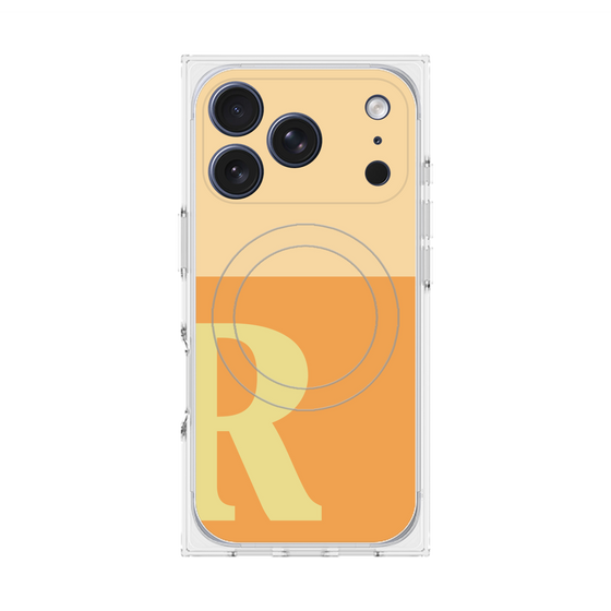 プレミアムスクエアケース with MagSafe［ オリジナル - initial two tone - R orange ］