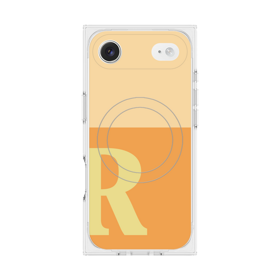 プレミアムスクエアケース with MagSafe［ オリジナル - initial two tone - R orange ］