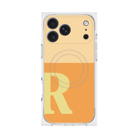 プレミアムスクエアケース with MagSafe［ オリジナル - initial two tone - R orange ］