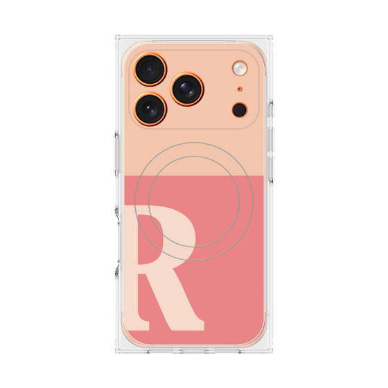 プレミアムスクエアケース with MagSafe［ オリジナル - initial two tone - R pink ］