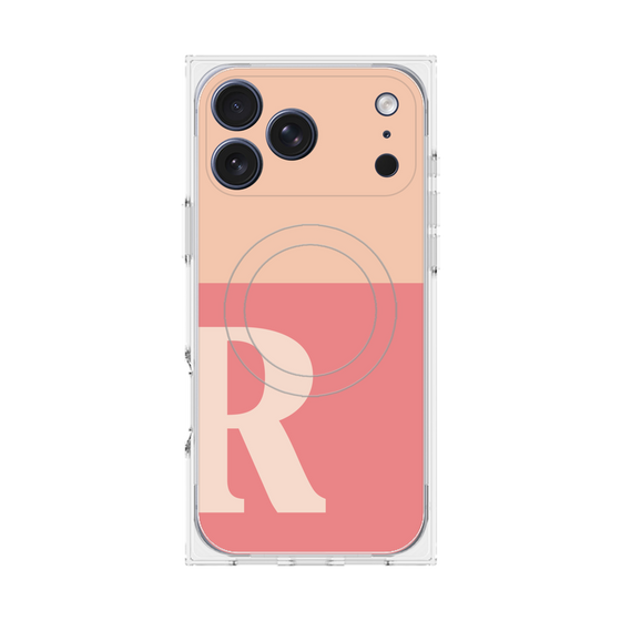プレミアムスクエアケース with MagSafe［ オリジナル - initial two tone - R pink ］