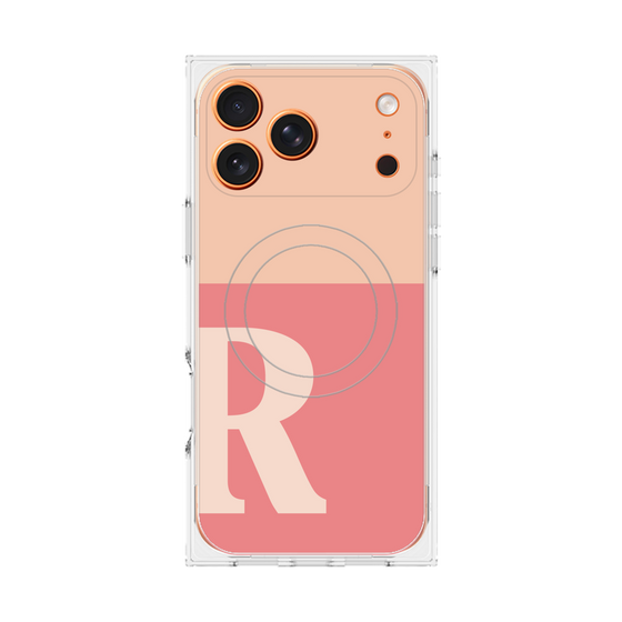 プレミアムスクエアケース with MagSafe［ オリジナル - initial two tone - R pink ］