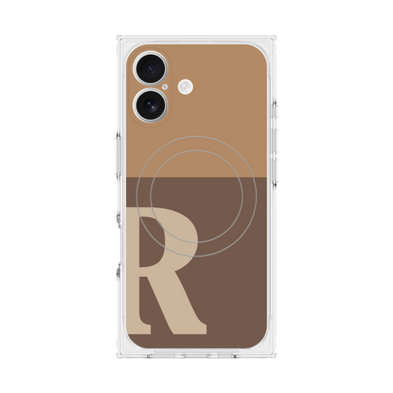 プレミアムスクエアケース with MagSafe［ オリジナル - initial two tone - R brown ］