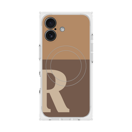 プレミアムスクエアケース with MagSafe［ オリジナル - initial two tone - R brown ］