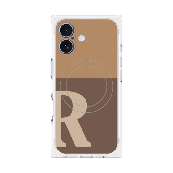 プレミアムスクエアケース with MagSafe［ オリジナル - initial two tone - R brown ］