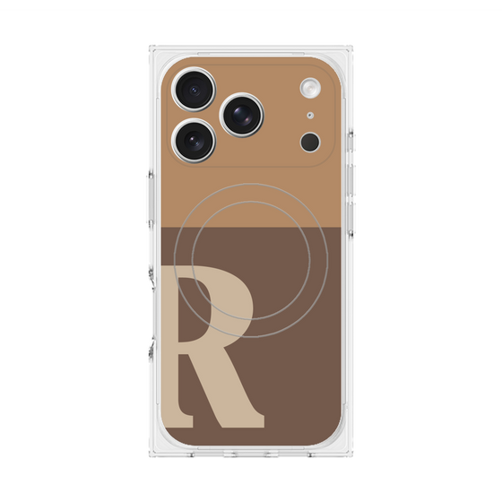 プレミアムスクエアケース with MagSafe［ オリジナル - initial two tone - R brown ］