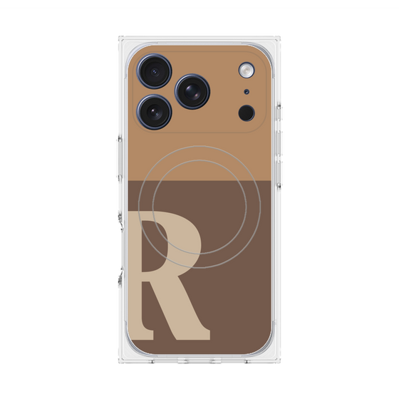 プレミアムスクエアケース with MagSafe［ オリジナル - initial two tone - R brown ］