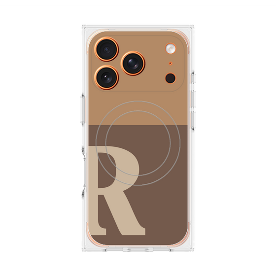 プレミアムスクエアケース with MagSafe［ オリジナル - initial two tone - R brown ］