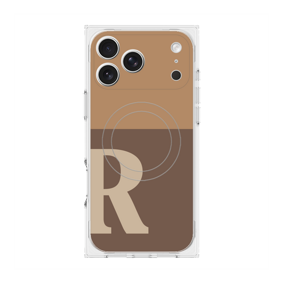 プレミアムスクエアケース with MagSafe［ オリジナル - initial two tone - R brown ］