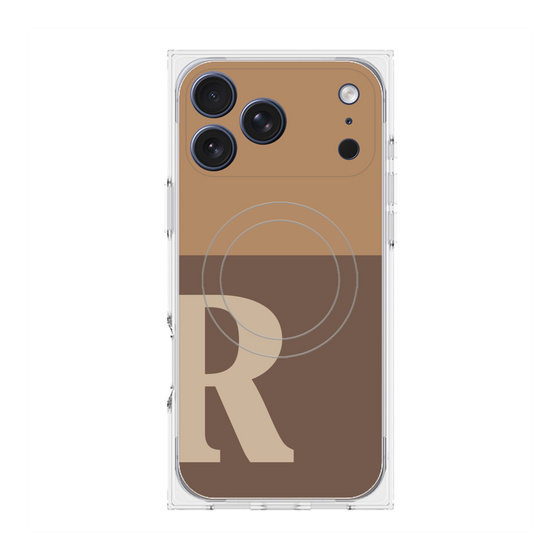 プレミアムスクエアケース with MagSafe［ オリジナル - initial two tone - R brown ］