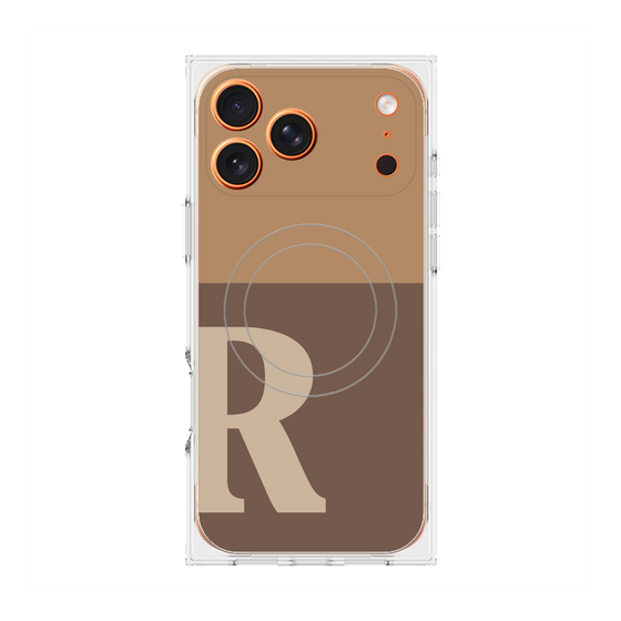 プレミアムスクエアケース with MagSafe［ オリジナル - initial two tone - R brown ］