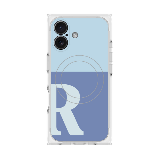 プレミアムスクエアケース with MagSafe［ オリジナル - initial two tone - R blue ］