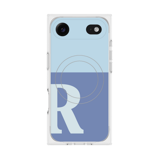 プレミアムスクエアケース with MagSafe［ オリジナル - initial two tone - R blue ］