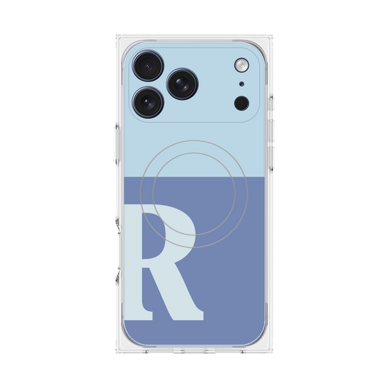 プレミアムスクエアケース with MagSafe［ オリジナル - initial two tone - R blue ］