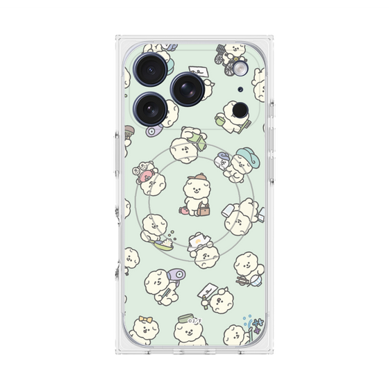 プレミアムスクエアケース with MagSafe［ もっさりもさお - もさおがいっぱい - グリーン ］