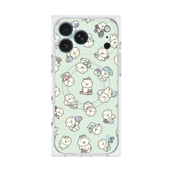プレミアムスクエアケース with MagSafe［ もっさりもさお - もさおがいっぱい - グリーン ］