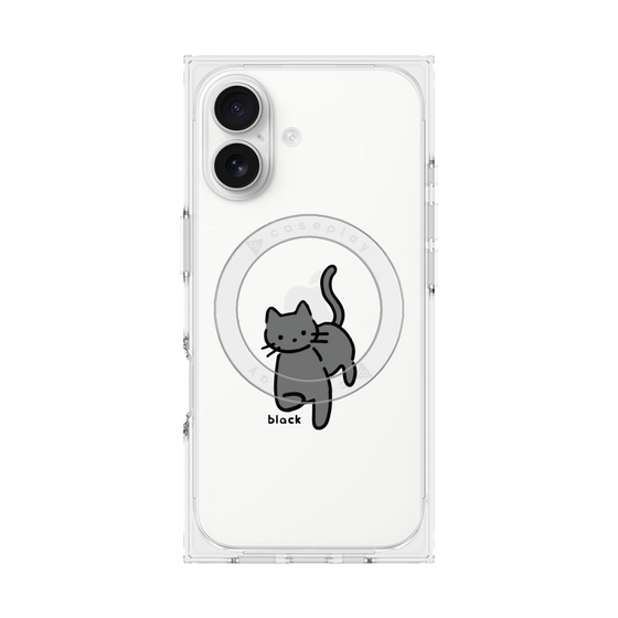 プレミアムスクエアケース with MagSafe［ オリジナル - CASEPLAYネコ - black ］