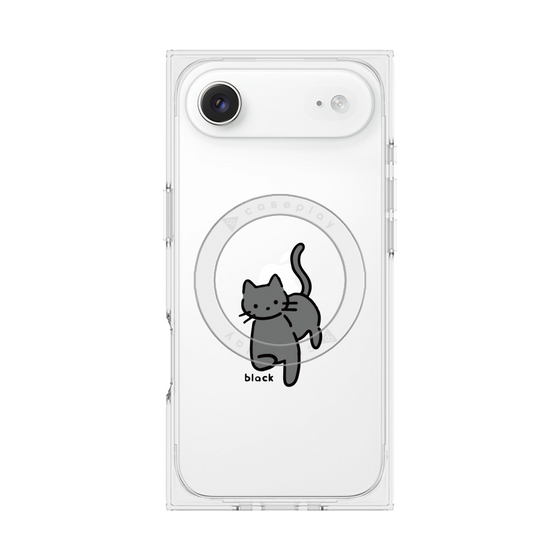 プレミアムスクエアケース with MagSafe［ オリジナル - CASEPLAYネコ - black ］