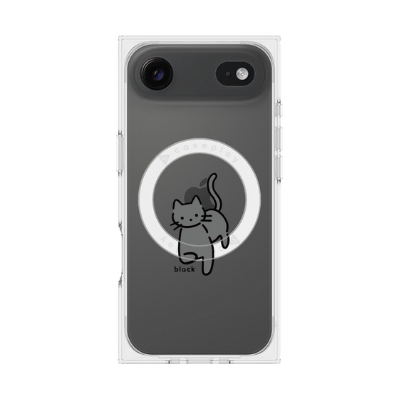 プレミアムスクエアケース with MagSafe［ オリジナル - CASEPLAYネコ - black ］