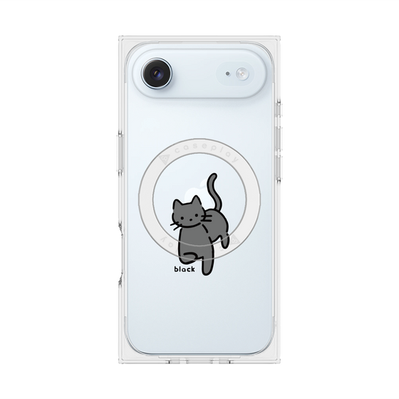 プレミアムスクエアケース with MagSafe［ オリジナル - CASEPLAYネコ - black ］