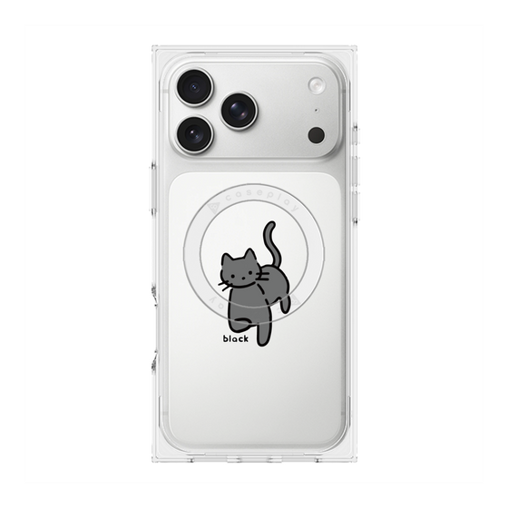プレミアムスクエアケース with MagSafe［ オリジナル - CASEPLAYネコ - black ］