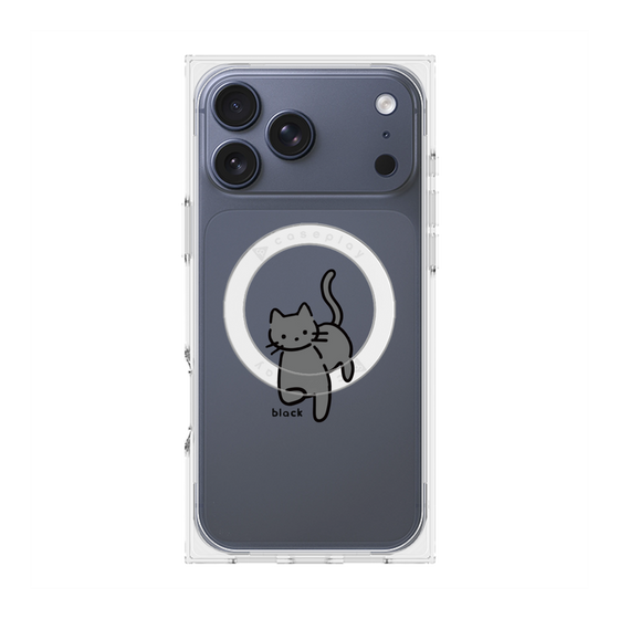 プレミアムスクエアケース with MagSafe［ オリジナル - CASEPLAYネコ - black ］