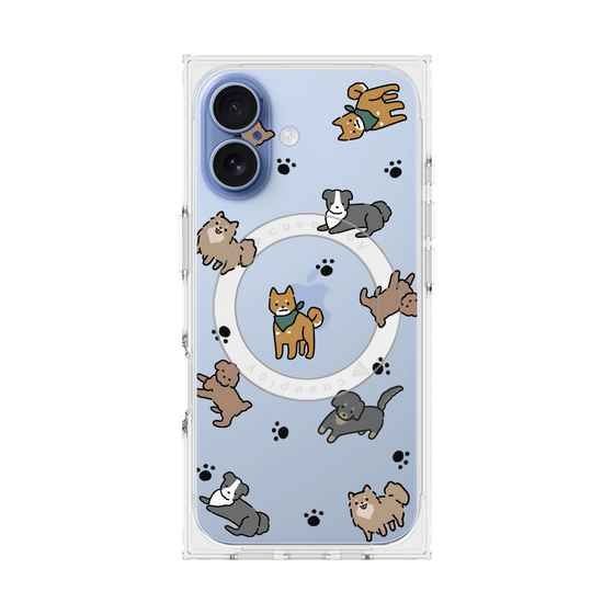 プレミアムスクエアケース with MagSafe［ オリジナル - CASEPLAYイヌ総柄 - color ］