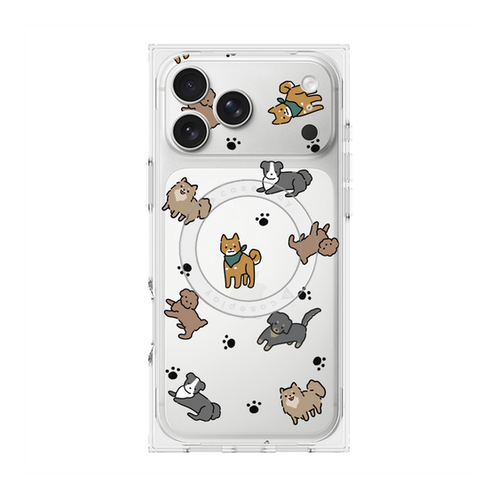 プレミアムスクエアケース with MagSafe［ オリジナル - CASEPLAYイヌ総柄 - color ］