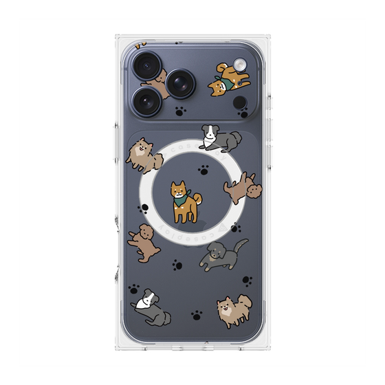 プレミアムスクエアケース with MagSafe［ オリジナル - CASEPLAYイヌ総柄 - color ］