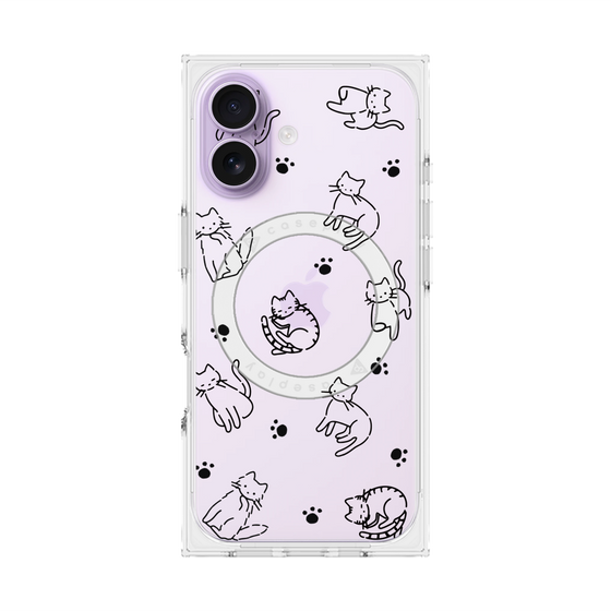 プレミアムスクエアケース with MagSafe［ オリジナル - CASEPLAYネコ総柄 - black ］