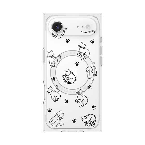 プレミアムスクエアケース with MagSafe［ オリジナル - CASEPLAYネコ総柄 - black ］