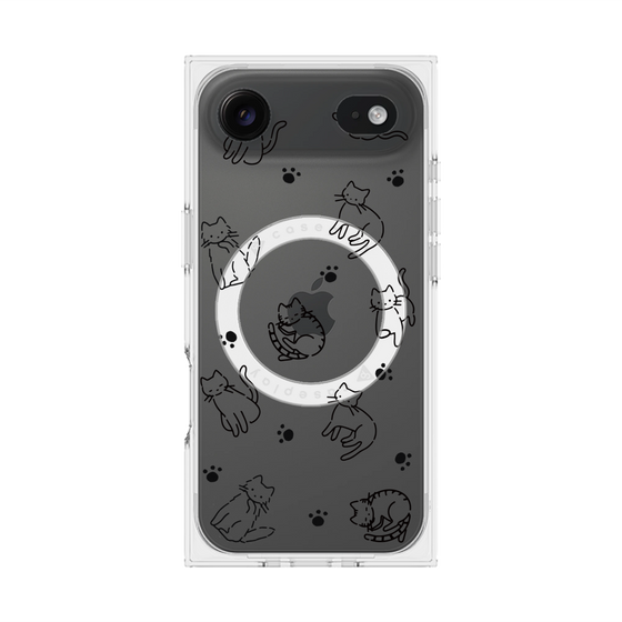 プレミアムスクエアケース with MagSafe［ オリジナル - CASEPLAYネコ総柄 - black ］