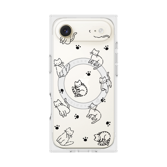 プレミアムスクエアケース with MagSafe［ オリジナル - CASEPLAYネコ総柄 - black ］