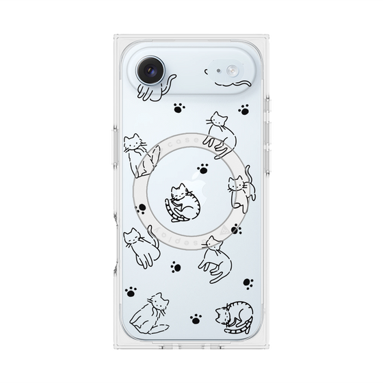 プレミアムスクエアケース with MagSafe［ オリジナル - CASEPLAYネコ総柄 - black ］
