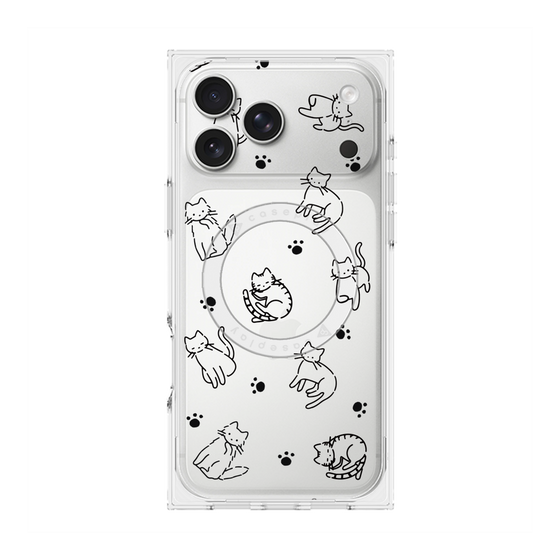 プレミアムスクエアケース with MagSafe［ オリジナル - CASEPLAYネコ総柄 - black ］