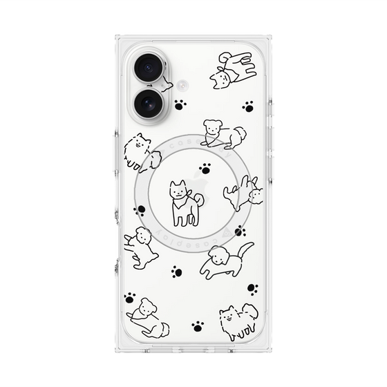 プレミアムスクエアケース with MagSafe［ オリジナル - CASEPLAYイヌ総柄 - black ］