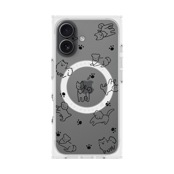 プレミアムスクエアケース with MagSafe［ オリジナル - CASEPLAYイヌ総柄 - black ］