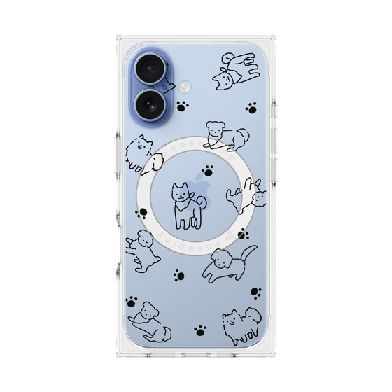 プレミアムスクエアケース with MagSafe［ オリジナル - CASEPLAYイヌ総柄 - black ］
