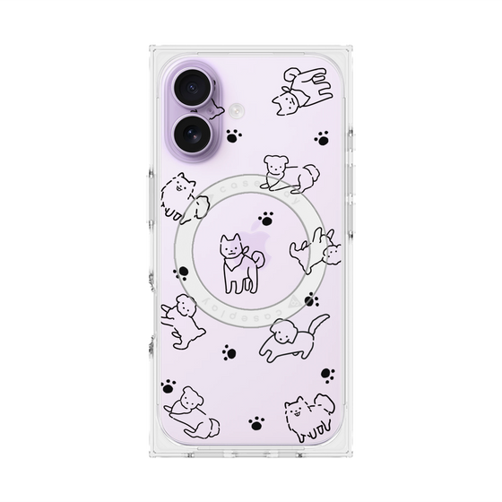 プレミアムスクエアケース with MagSafe［ オリジナル - CASEPLAYイヌ総柄 - black ］