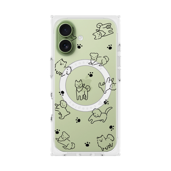 プレミアムスクエアケース with MagSafe［ オリジナル - CASEPLAYイヌ総柄 - black ］