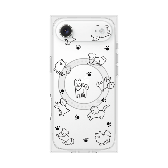 プレミアムスクエアケース with MagSafe［ オリジナル - CASEPLAYイヌ総柄 - black ］