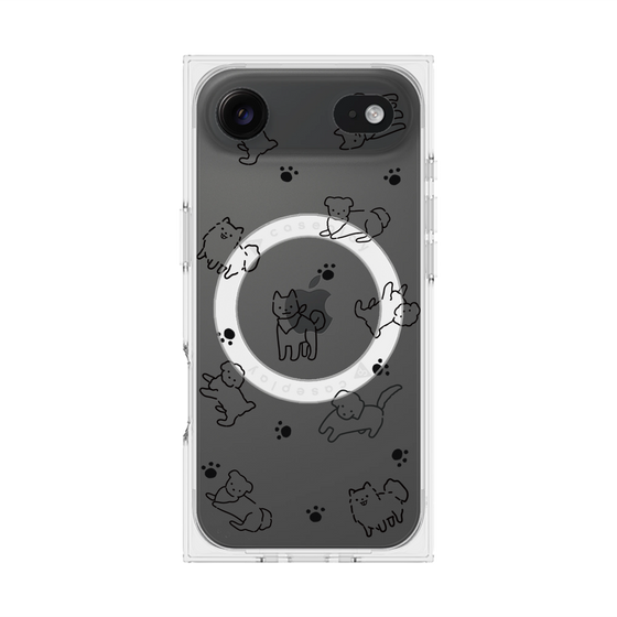 プレミアムスクエアケース with MagSafe［ オリジナル - CASEPLAYイヌ総柄 - black ］
