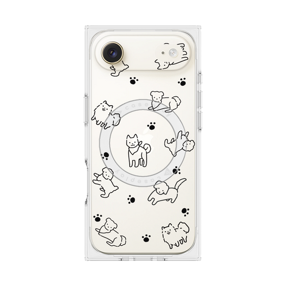 プレミアムスクエアケース with MagSafe［ オリジナル - CASEPLAYイヌ総柄 - black ］