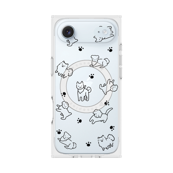 プレミアムスクエアケース with MagSafe［ オリジナル - CASEPLAYイヌ総柄 - black ］