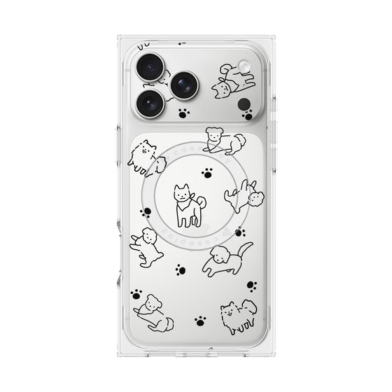 プレミアムスクエアケース with MagSafe［ オリジナル - CASEPLAYイヌ総柄 - black ］