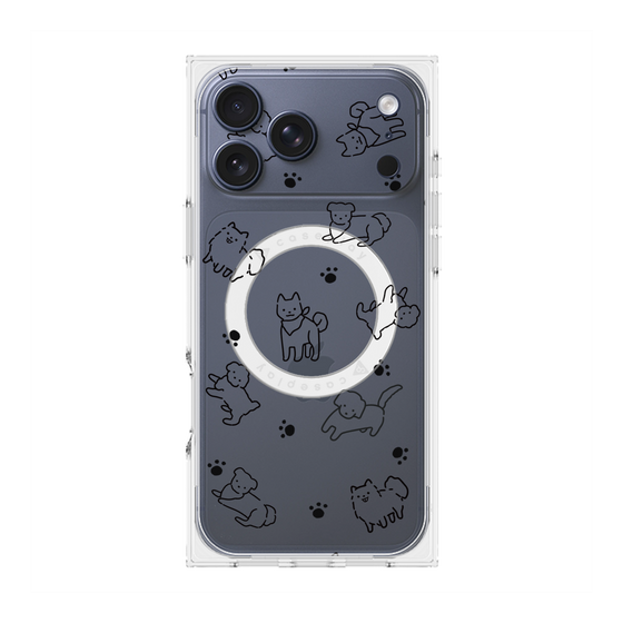 プレミアムスクエアケース with MagSafe［ オリジナル - CASEPLAYイヌ総柄 - black ］