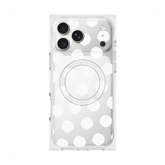 プレミアムスクエアケース with MagSafe［ オリジナル - 推し色水玉 - ホワイト ］