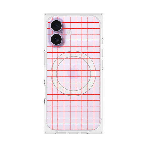 プレミアムスクエアケース with MagSafe［ オリジナル - 推し色チェック - レッド ］