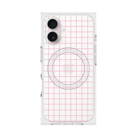 プレミアムスクエアケース with MagSafe［ オリジナル - 推し色チェック - ピンク ］